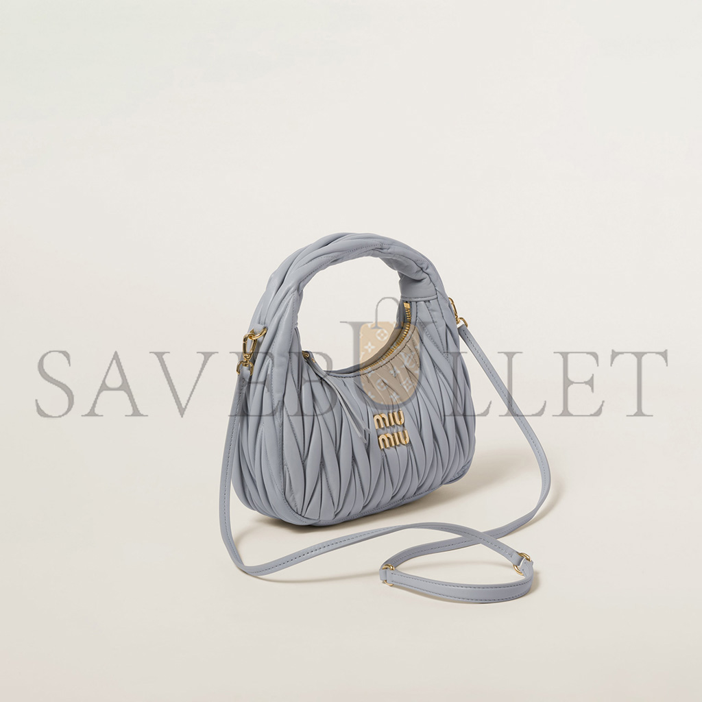 MIU MIU WANDER MATELASSÉ NAPPA LEATHER HOBO BAG 5BC125 (20*17*6cm)